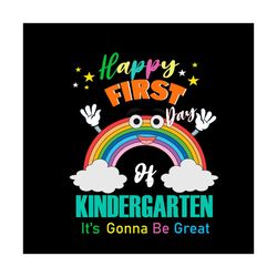 back to school svg happy first day kindergarten rainbow vector, crew svg diy craft svg file for cricut
