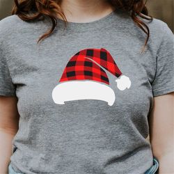 buffalo plaid santa hat svg, santa hat plaid png
