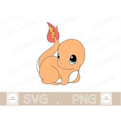charmander 2 svg & png pokemon svg - cricut cut file