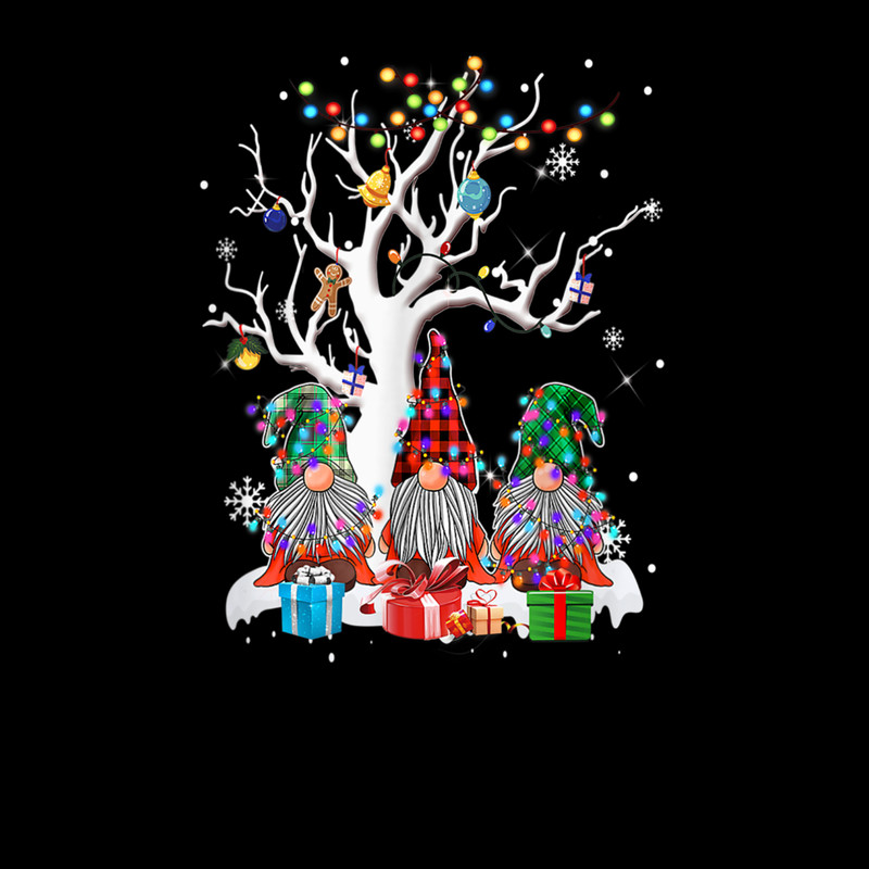 Cute Gnome Buffalo Plaid Christmas Tree Light Ugly Santa Hat T-Shirt_1.jpg