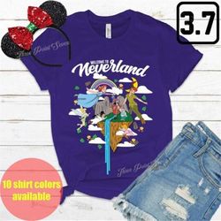 welcome to neverland shirt, tinkerbell peter pan ride, family matching t-shirts, magic kingdom shirt, fantasyland disney