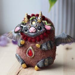 Ooak doll monster creepy evil toy handmade devil art doll collectible gift for her plush fanny doll fluffy toy