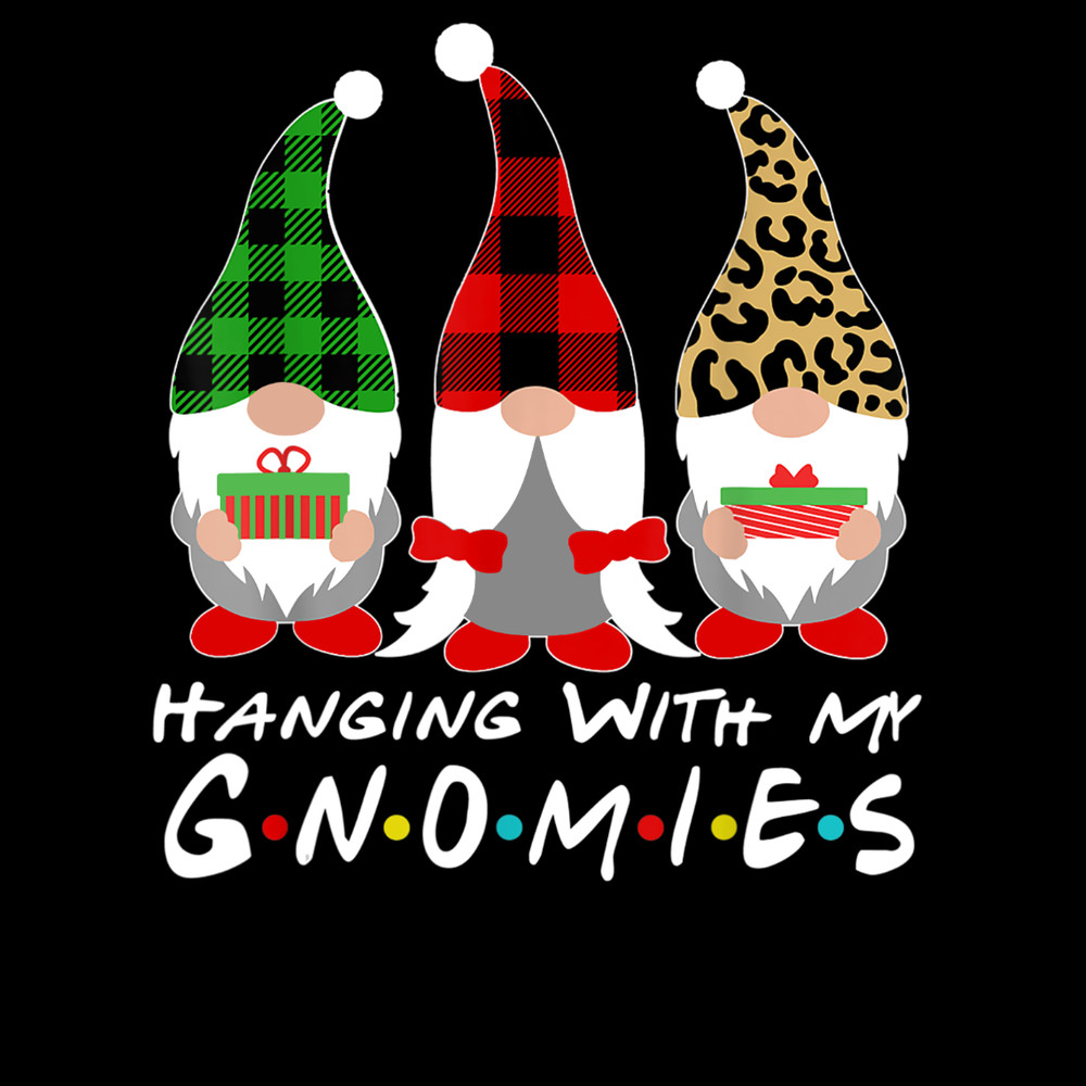 Friends Gnomes Christmas Hanging With My Gnomies Leopard T-Shirt.jpg
