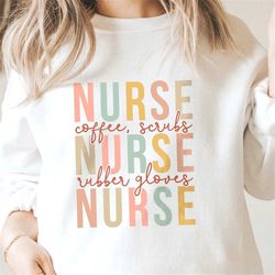 nurse svg, coffee scrubs and rubber gloves png