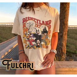 vintage disneyland mickey and friends halloween shirt, disney world halloween shirt, disney trip shirt, halloween pumpki