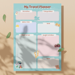 Travel Green Voyage Eco-Friendly Itinerary Planner for Sustainable Adventures | Digital printable Travel planner A4