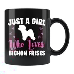 bichon frise girl mug, bichon frise girl gift, bichon frise mug, bichon frise gift, dog lover mug, dog mug, dog girl gif