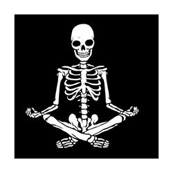 yoga skeleton halloween svg happy halloween vector svg, halloween skeleton funny gift for halloween day svg, silhouette