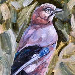 Bird portrait original oil painting hand painted modern impasto painting wall art 6x9 inches