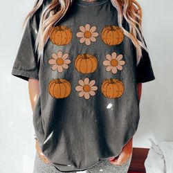 comfort colors vintage floral pumpkins t-shirt, retro pumpkin