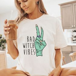 halloween shirt for women, bad witch vibes skull tshirt, fall