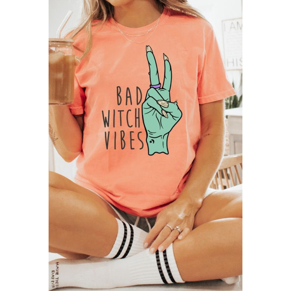 Witch Tee, Bad Witch Vibes Vintage Style Halloween, Graphic Tee, Comfort Colors Vintage, Comfort Colors T-shirt, Oversized Tee, Halloween - 3.jpg
