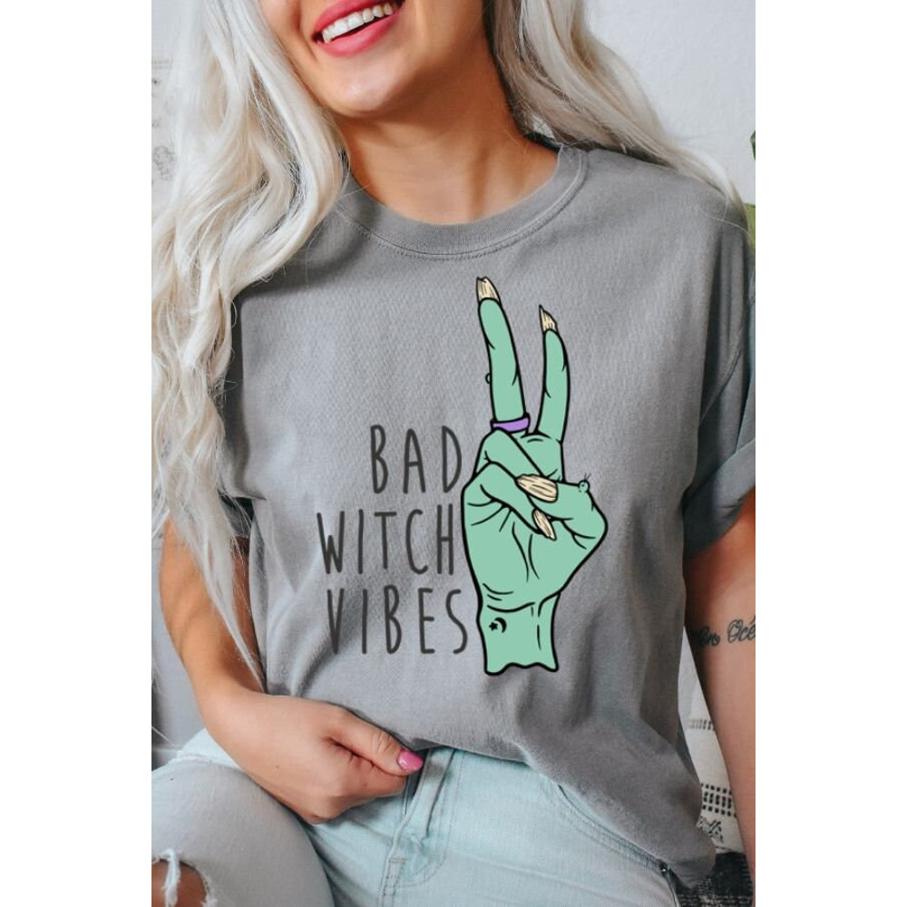 Witch Tee, Bad Witch Vibes Vintage Style Halloween, Graphic Tee, Comfort Colors Vintage, Comfort Colors T-shirt, Oversized Tee, Halloween - 5.jpg