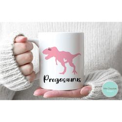 pregosaurus - new baby announcement gift, reveal to family, dinosaur pregnancy mug, new baby mug