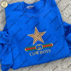nfl dallas cowboys embroidered shirt, nfl cowboys gucci embroidery, embroidered hoodie, sweatshirt, unisex t-shirt