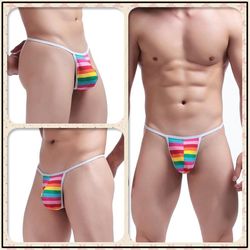 3PK Rainbow Ciokicx sexy gay men's underwear cotton low rise thongs t-string  C045