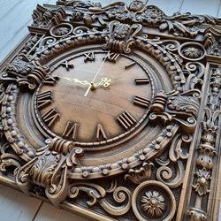 ArtisanCrafts Wooden Carved Wall Clock - Timeless Elegance for Your Walls