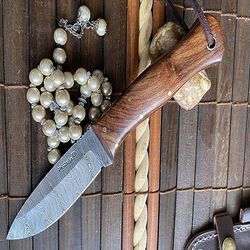 Damascus Knife Handmade Hunting Knife With Sheath 7.8 inches Fixed Blade Knife -59
