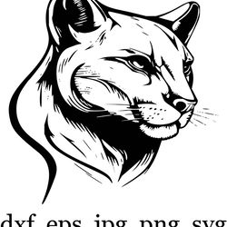 COUGAR HEAD SVG, Cougar Clipart,  Cougar Head Svg Cut File For Cricut,  Mountain Lion Svg, Camping Svg Cut File