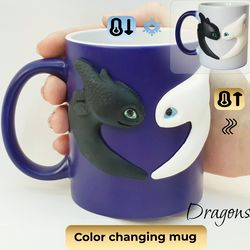 Dragons Love Mug Night Fury and Cute Light Fury HTTYD Handmade Mug How to Train Your Dragon best giifts for her him