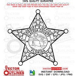 alachua county svg sheriff office badge, sheriff star badge, vector file for, cnc router, laser engraving, laser cutting
