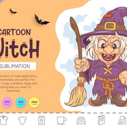cartoon witch. crafting, sublimation.