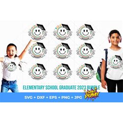 elementary school graduation bundle svg, graduation 2023 bundle svg, retro grades graduation svg, last day of school svg