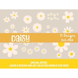 daisy svg bundle, commercial use svg, flower clipart, flowers svg bundle