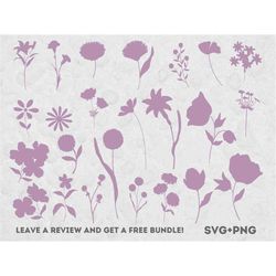 flowers svg, svg files for cricut, wildflower svg, flower clipart, flower svg, flower silhouettes, nature svg, floral sv