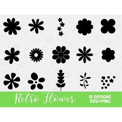 retro flower svg bundle, svg files for cricut, flower clipart, flowers svg bundle, flower svg, retro clipart, summer svg