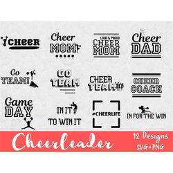 cheerleader svg bundle, svg files for cricut, cheer mom svg, cheer svg, cheer clipart, cut files for cricut, cheer quote