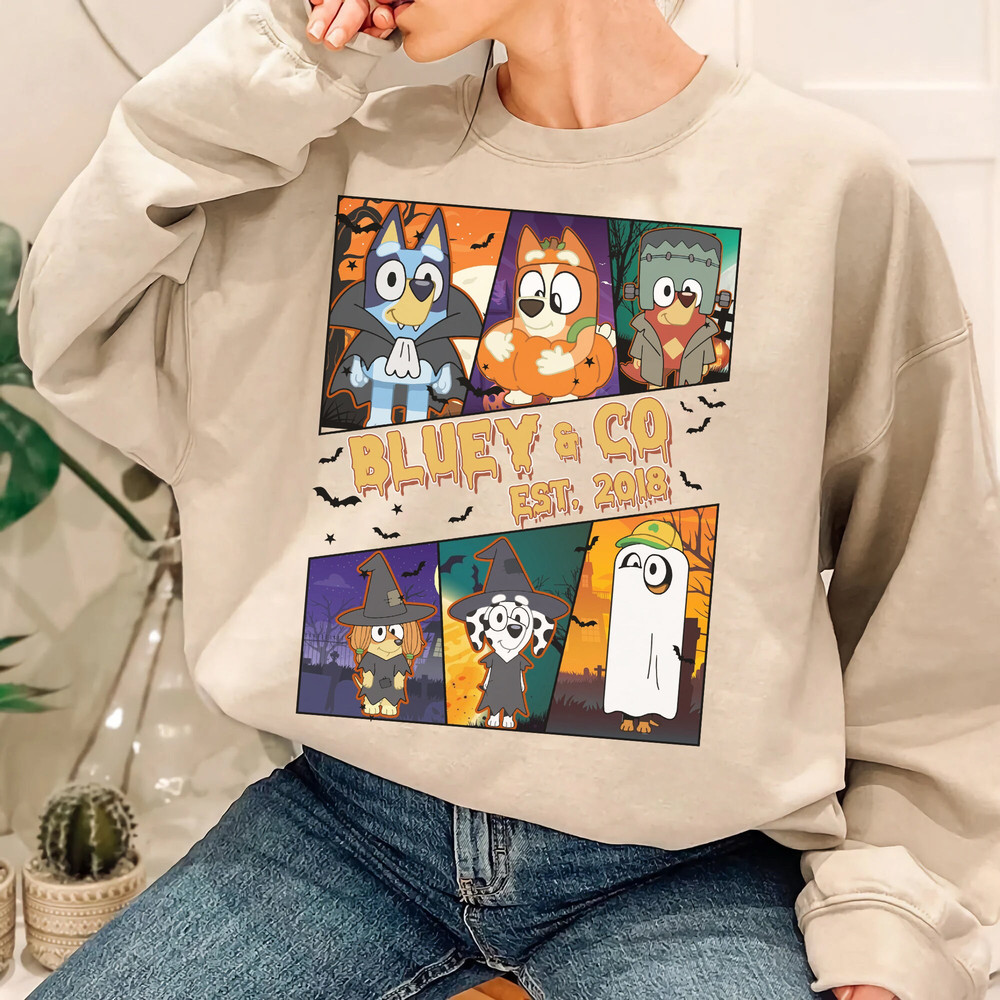 Bluey & Co Est 2018 Halloween Shirt, Bluey and Bingo Spooky Vibes Shirt, Trick Or Treat Tee - 4.jpg