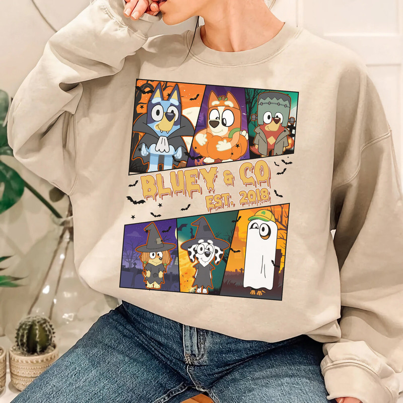 Bluey & Co Est 2018 Halloween Shirt, Bluey and Bingo Spooky Vibes Shirt, Trick Or Treat Tee - 4.jpg