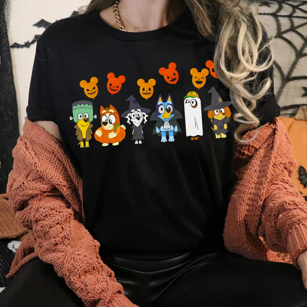 Bluey Horror Halloween Shirt Matching Family Tee Bluey Mickey Balloon Tee - 1.jpg