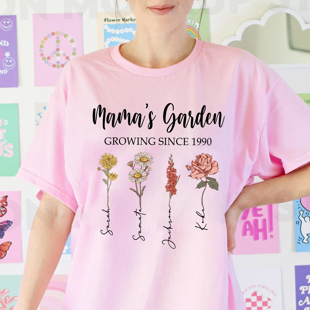 Comfort Colors Mama's Garden T-Shirt Mother's Day Gift, Mom's Flowers Garden Sweatshirt, Custom Mom Flower Tee, Birth Month Flower Shirt - 2.jpg