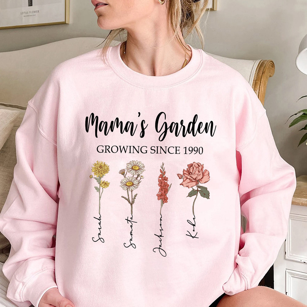 Comfort Colors Mama's Garden T-Shirt Mother's Day Gift, Mom's Flowers Garden Sweatshirt, Custom Mom Flower Tee, Birth Month Flower Shirt - 4.jpg