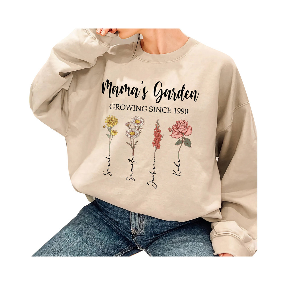 Comfort Colors Mama's Garden T-Shirt Mother's Day Gift, Mom's Flowers Garden Sweatshirt, Custom Mom Flower Tee, Birth Month Flower Shirt - 5.jpg