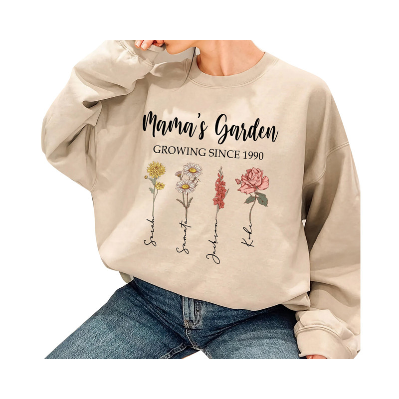 Comfort Colors Mama's Garden T-Shirt Mother's Day Gift, Mom's Flowers Garden Sweatshirt, Custom Mom Flower Tee, Birth Month Flower Shirt - 5.jpg
