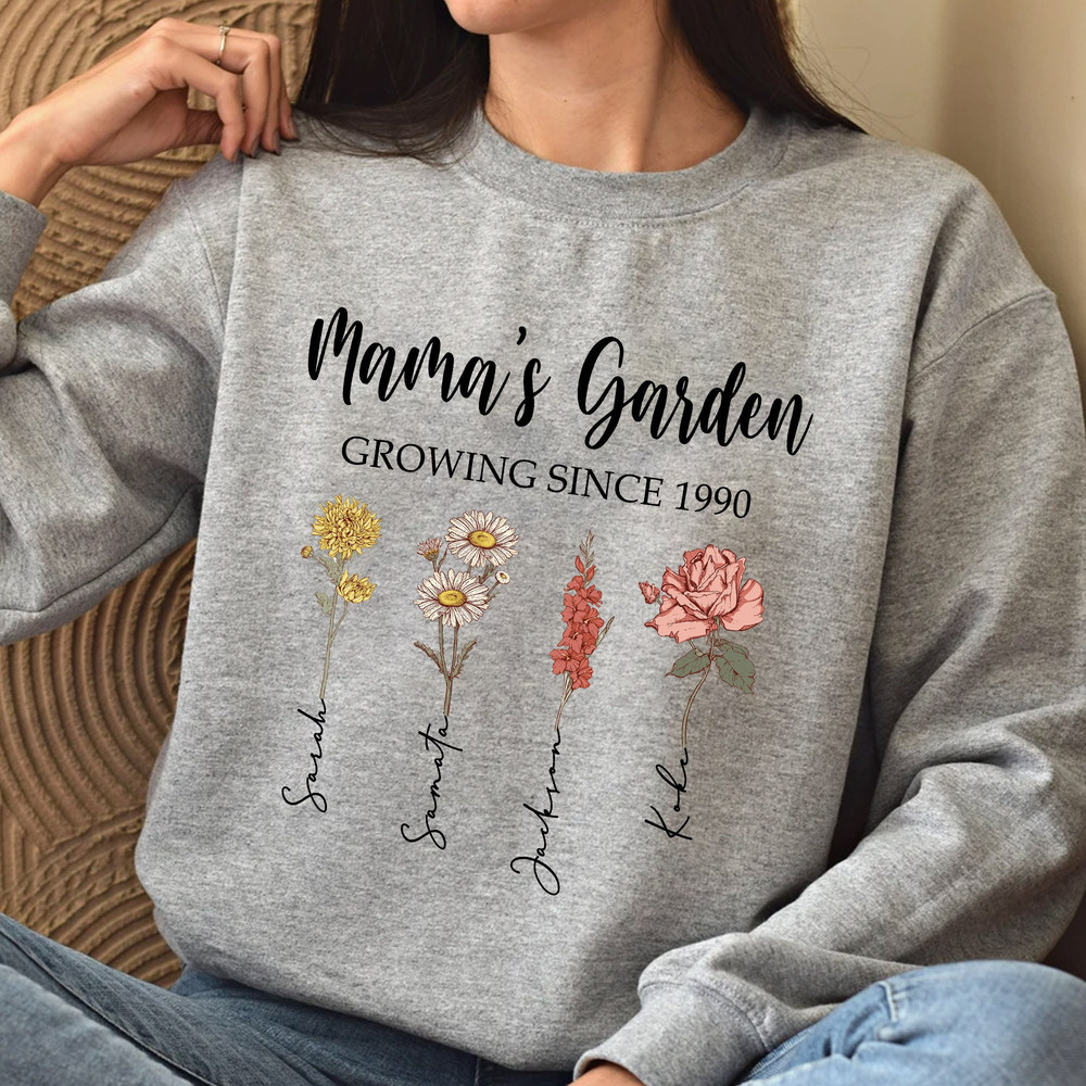 Comfort Colors Mama's Garden T-Shirt Mother's Day Gift, Mom's Flowers Garden Sweatshirt, Custom Mom Flower Tee, Birth Month Flower Shirt - 6.jpg