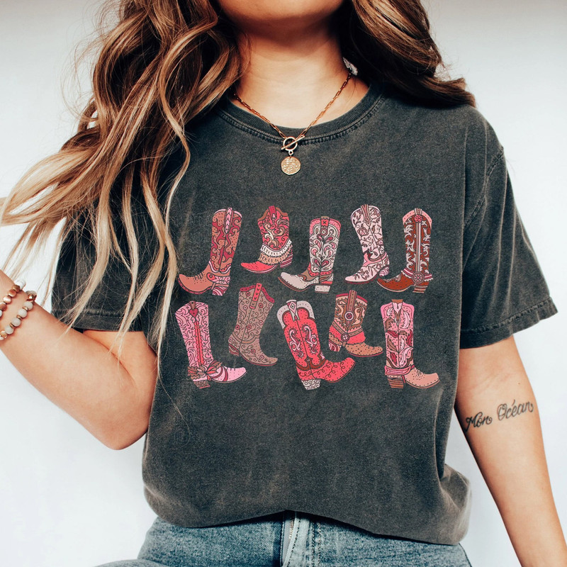 Cowgirl Pink Boots Shirt Country Concert Tee Western Graphic Tee - 1.jpg