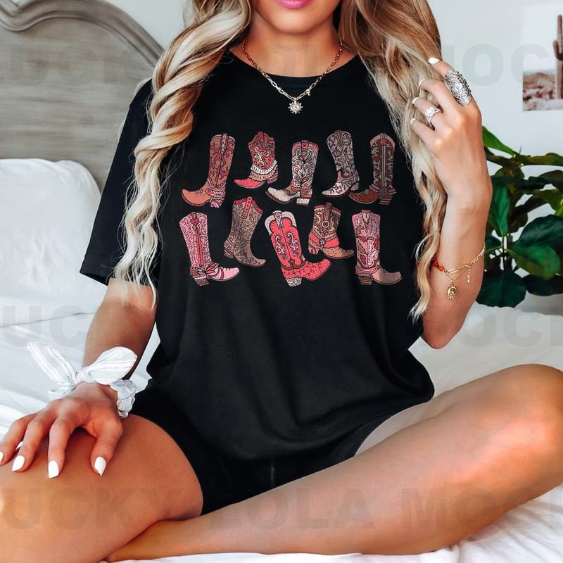 Cowgirl Pink Boots Shirt Country Concert Tee Western Graphic Tee - 2.jpg