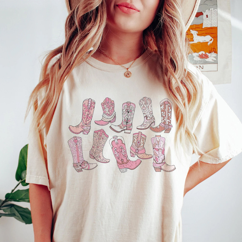 Cowgirl Pink Boots Shirt Country Concert Tee Western Graphic Tee - 3.jpg