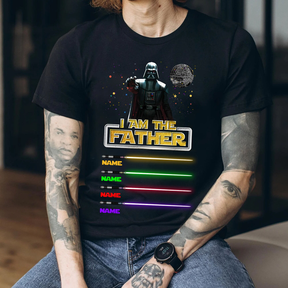 Custom Kids Names I Am Their Father T-Shirt, Fathers day shirt, Star Wars Dad Sweatshirt Light Sabers For Dad Tee - 2.jpg