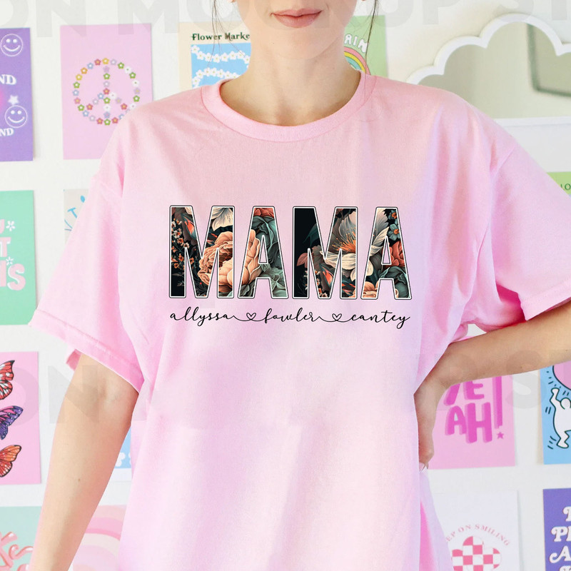 Custom Mama Floral T-Shirt Gift For Mom, Custom Kid's Names Mom T-Shirt, Retro Mama Shirt, Mothers Day Shirt - 3.jpg