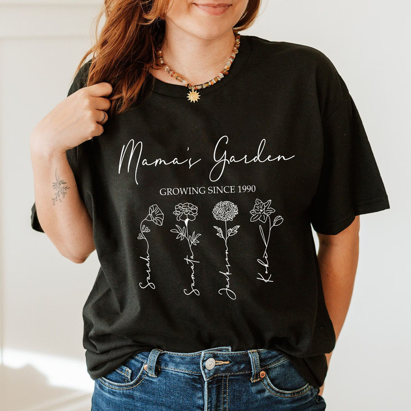 Custom Mama's Garden Comfort Colors T-Shirt Mother's Day Gift, Mom Flower Sweatshirt, Mom's Flowers Garden Tee, Birth Month Flower Shirt - 2.jpg