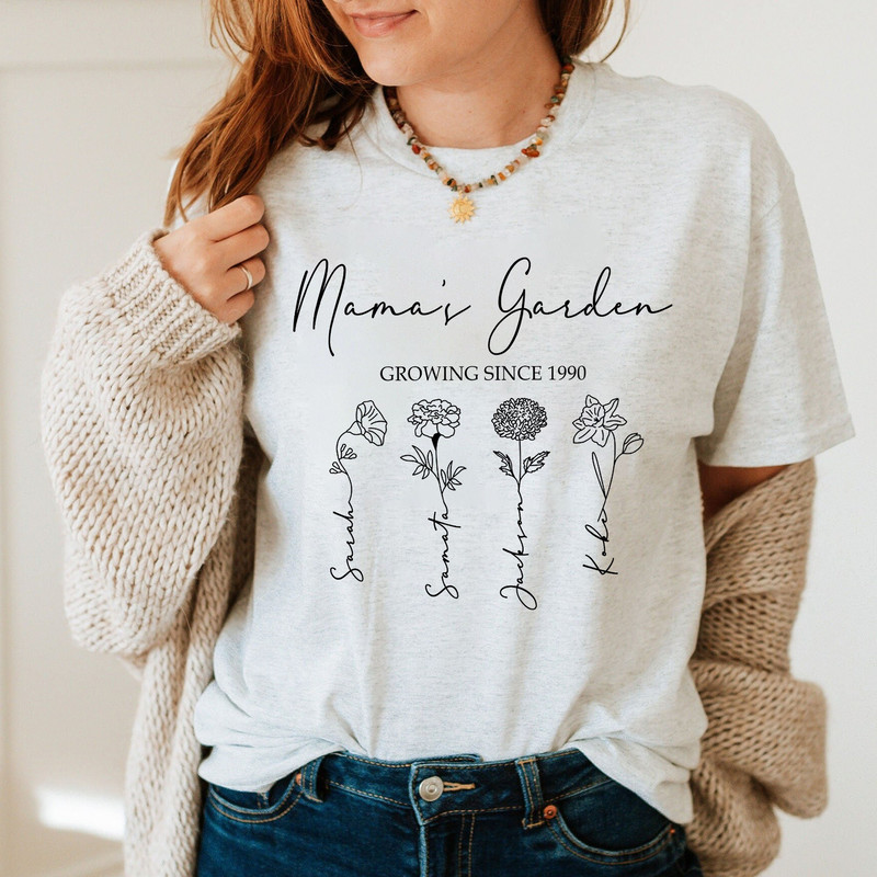 Custom Mama's Garden Comfort Colors T-Shirt Mother's Day Gift, Mom Flower Sweatshirt, Mom's Flowers Garden Tee, Birth Month Flower Shirt - 3.jpg