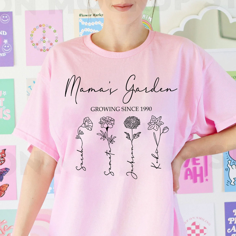 Custom Mama's Garden Comfort Colors T-Shirt Mother's Day Gift, Mom Flower Sweatshirt, Mom's Flowers Garden Tee, Birth Month Flower Shirt - 5.jpg