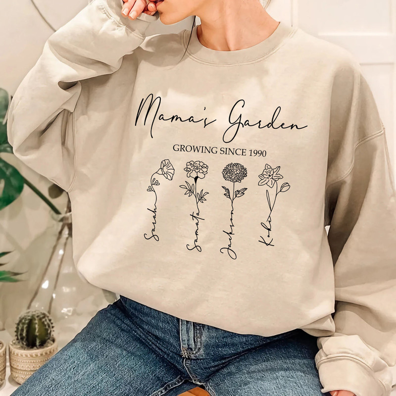 Custom Mama's Garden Comfort Colors T-Shirt Mother's Day Gift, Mom Flower Sweatshirt, Mom's Flowers Garden Tee, Birth Month Flower Shirt - 7.jpg