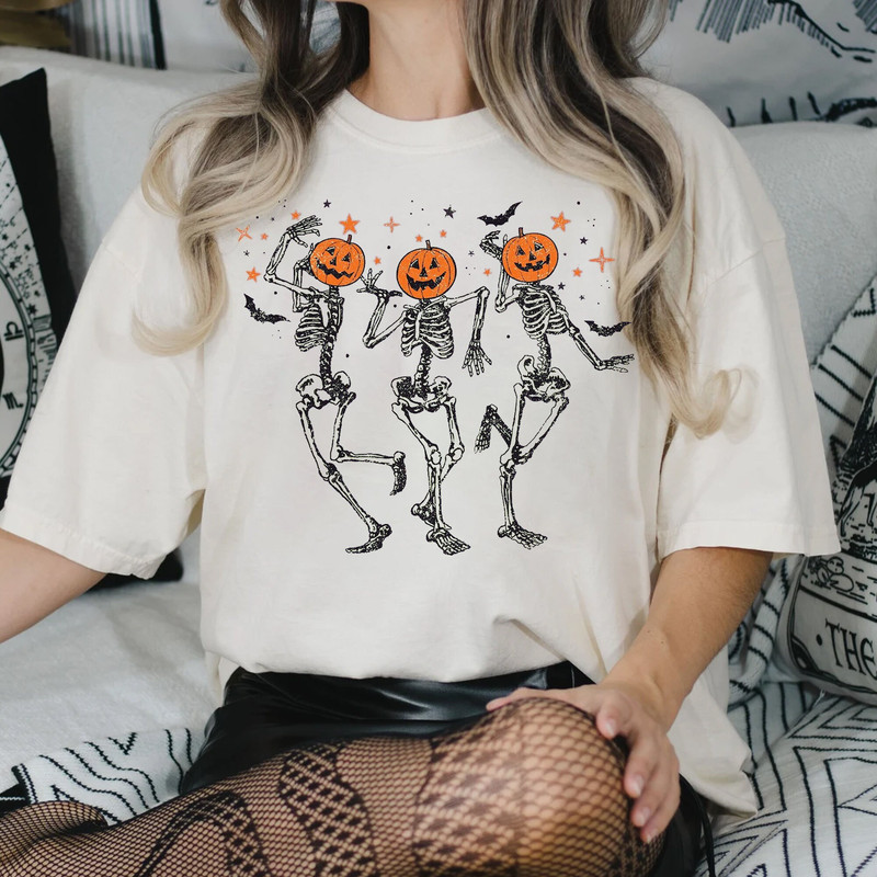 Dancing Skeleton Halloween Shirt  Pumpkin Shirt  Spooky Season Skeleton T-Shirt - 1.jpg
