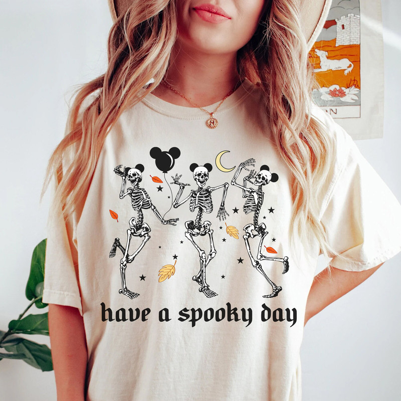 Dancing Skeletons Have A Spooky Day Shirt, Halloween Party Dancing Shirt, Mickey Ears Balloon Halloween Shirt, Funny Halloween Tee - 1.jpg